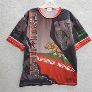 California Republic‎ Men Jersey Large Red Cali Heat Bear Flag Graphic Print